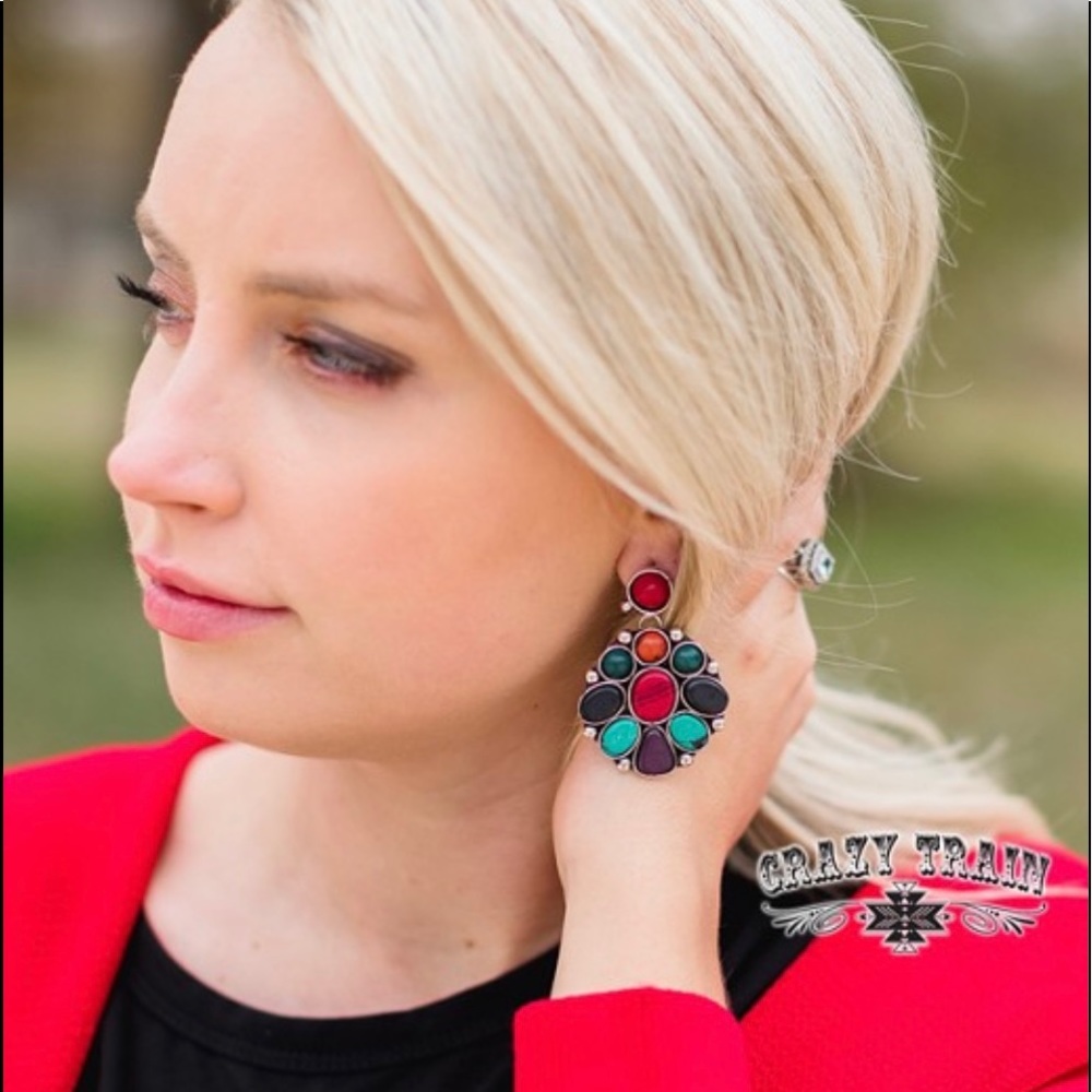 NWT! CRAZY TRAIN 🚂 MULTI Jewel Stone Earrings! 🤩
